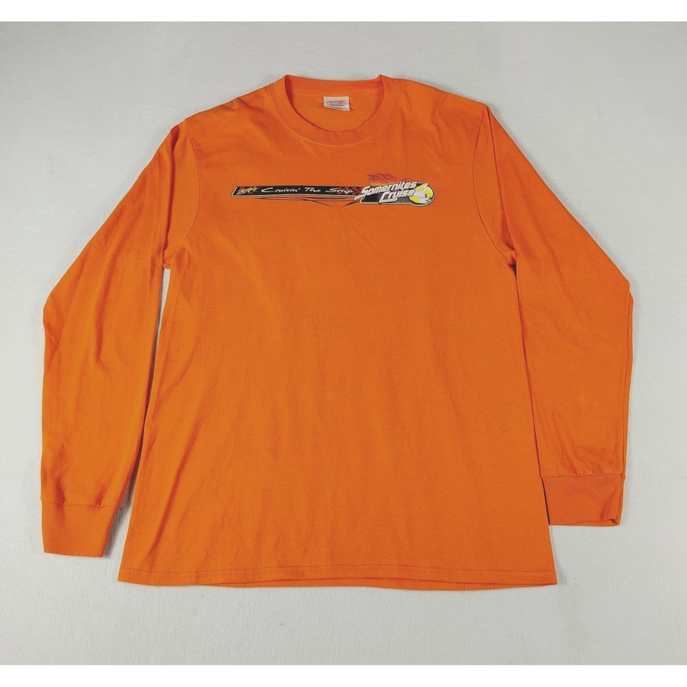 SomerNites Cruise Shirt‎ Mens Large Orange Long Sleeve Hot Rod Car Show 2014